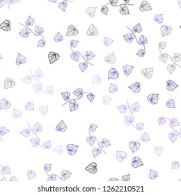Dark Purple vector seamless doodle backdrop with leaves. Blurred decorative design in Indian style with leaves. Design for textile, fabric, wallpapers.