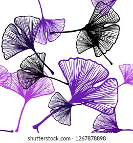 Dark Purple vector seamless doodle pattern with leaves. Modern geometrical abstract illustration with leaves. Texture for window blinds, curtains.