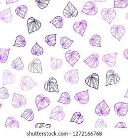 Dark Purple vector seamless doodle pattern with leaves. New colorful illustration in doodle style with leaves. Template for business cards, websites.