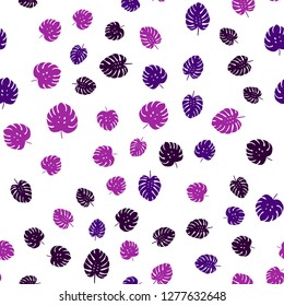 Dark Purple vector seamless doodle background with leaves. Creative illustration in blurred style with leaves. Design for textile, fabric, wallpapers.