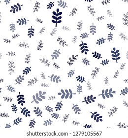 Dark Purple vector seamless doodle backdrop with leaves, branches. Creative illustration in blurred style with leaves, branches. Texture for window blinds, curtains.