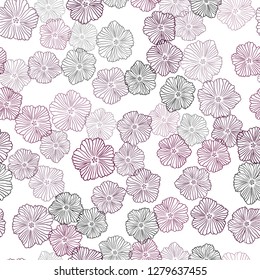 Dark Purple vector seamless doodle layout with flowers. Doodle illustration of flowers in Origami style. Design for wallpaper, fabric makers.