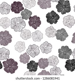 Dark Purple vector seamless doodle pattern with flowers. Illustration with colorful abstract doodle flowers. Design for textile, fabric, wallpapers.