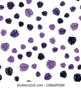 Dark Purple vector seamless doodle texture with leaves. A vague abstract illustration with leaves in doodles style. Design for textile, fabric, wallpapers.