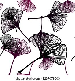 Dark Purple vector seamless doodle texture with leaves. Decorative illustration with doodles on abstract template. Design for wallpaper, fabric makers.