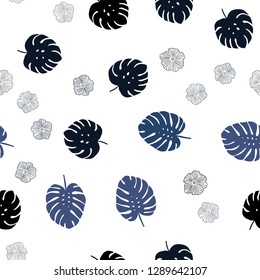 Dark Purple vector seamless doodle backdrop with flowers, leaves. Decorative design in Indian style on white background. Template for business cards, websites.