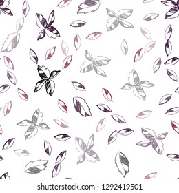 Dark Purple vector seamless doodle pattern with leaves. leaves on elegant natural pattern with gradient. Template for business cards, websites.