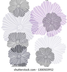 Dark Purple vector seamless doodle layout with flowers. Colorful illustration with flowers in doodle style. Design for textile, fabric, wallpapers.