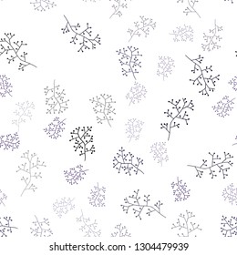 Dark Purple vector seamless doodle background with branches. Sketchy doodles on white background. Texture for window blinds, curtains.