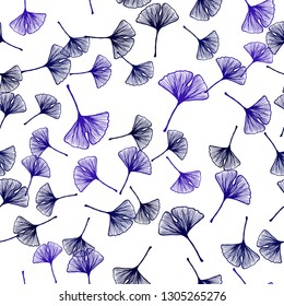 Dark Purple vector seamless doodle background with leaves. Sketchy doodles with leaves on blurred background. Template for business cards, websites.