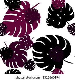Dark Purple vector seamless doodle pattern with leaves. leaves on elegant natural pattern with gradient. Design for textile, fabric, wallpapers.