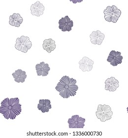 Dark Purple vector seamless doodle pattern with flowers. Creative illustration in blurred style with flowers. Template for business cards, websites.