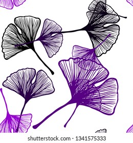 Dark Purple vector seamless doodle layout with leaves. Doodle illustration of leaves in Origami style with gradient. Design for textile, fabric, wallpapers.