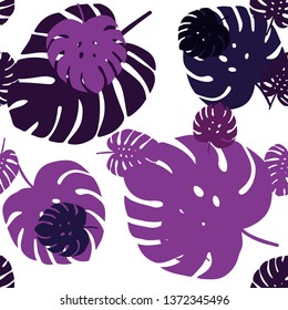 Dark Purple vector seamless doodle background with leaves. Brand new colored illustration in blurry style with leaves. Texture for window blinds, curtains.