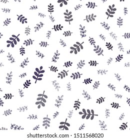 Dark Purple vector seamless doodle pattern with leaves, branches. Doodle illustration of leaves and branches in Origami style. Pattern for design of fabric, wallpapers.
