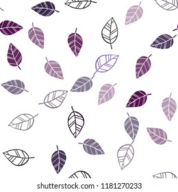 Dark Purple vector seamless elegant pattern with leaves. New colorful illustration in doodle style with leaves. Trendy design for wallpaper, fabric makers.