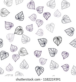 Dark Purple vector seamless elegant template with leaves. Colorful illustration in doodle style with leaves. Pattern for design of fabric, wallpapers.