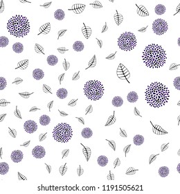 Dark Purple vector seamless elegant template with leaves, flowers. Modern abstract illustration with leaves and flowers. Pattern for design of window blinds, curtains.