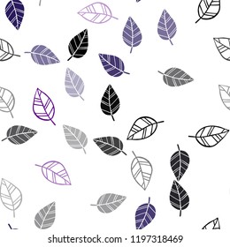 Dark Purple vector seamless elegant background with leaves. Decorative illustration with doodles on abstract template. Trendy design for wallpaper, fabric makers.