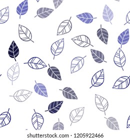 Dark Purple vector seamless elegant background with leaves. Shining colored illustration with leaves in doodle style. Pattern for design of fabric, wallpapers.