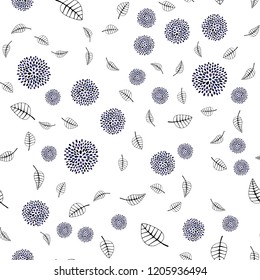 Dark Purple vector seamless elegant template with leaves, flowers. Illustration with doodles on abstract template. Pattern for trendy fabric, wallpapers.
