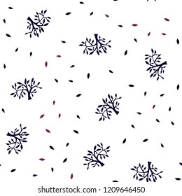 Dark Purple vector seamless elegant pattern with leaves, branches. Leaves and branches with gradient on white background. Pattern for trendy fabric, wallpapers.