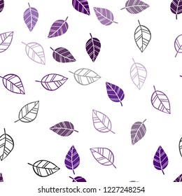 Dark Purple vector seamless elegant pattern with leaves. Colorful abstract illustration with leaves in doodle style. Pattern for trendy fabric, wallpapers.