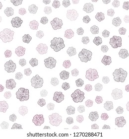 Dark Purple vector seamless elegant wallpaper with flowers. Doodle illustration of flowers in Origami style. Texture for window blinds, curtains.