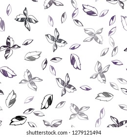 Dark Purple vector seamless elegant wallpaper with leaves. Colorful illustration in doodle style with leaves. Pattern for design of fabric, wallpapers.