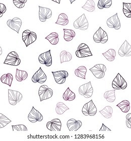 Dark Purple vector seamless elegant wallpaper with leaves. Modern geometrical abstract illustration with leaves. Pattern for design of window blinds, curtains.