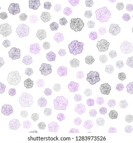 Dark Purple vector seamless elegant template with flowers. Colorful illustration in doodle style with flowers. Pattern for trendy fabric, wallpapers.