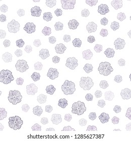 Dark Purple vector seamless elegant wallpaper with flowers. Doodle illustration of flowers in Origami style. Template for business cards, websites.