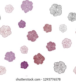 Dark Purple vector seamless elegant background with flowers. Decorative design of flowers on white background. Pattern for trendy fabric, wallpapers.
