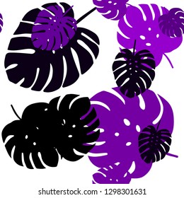Dark Purple vector seamless elegant background with leaves. Blurred decorative design in Indian style with leaves. Pattern for trendy fabric, wallpapers.