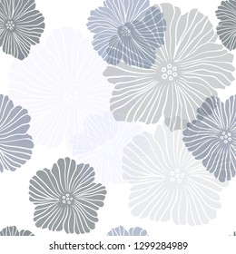 Dark Purple vector seamless elegant wallpaper with flowers. Colorful illustration with flowers in doodle style. Pattern for design of fabric, wallpapers.