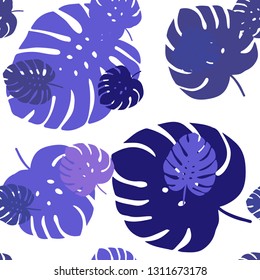 Dark Purple vector seamless elegant wallpaper with leaves. Doodle illustration of leaves in Origami style with gradient. Pattern for trendy fabric, wallpapers.