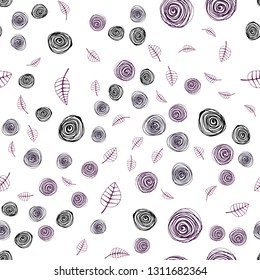 Dark Purple vector seamless elegant wallpaper with leaves and flowers. Shining colored illustration with leaves and flowers. Texture for window blinds, curtains.