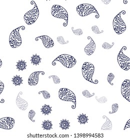 Dark Purple vector seamless elegant pattern with leaves and flowers. Leaves, flowers in natural style on white background. Design for wallpaper, fabric makers.