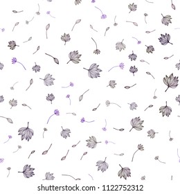 Dark Purple vector seamless hand painted template. A vague abstract illustration with leaves in doodles style. Pattern for wallpapers and coloring books.