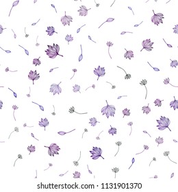 Dark Purple vector seamless hand painted background. Creative illustration in blurred style with leaves. Pattern for heads of websites and designs.