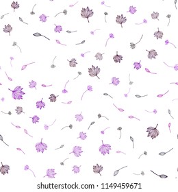 Dark Purple vector seamless hand painted template. An elegant bright illustration with leaves in Natural style. The best blurred design for your business.