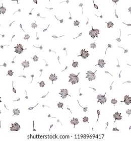 Dark Purple vector seamless hand painted pattern. Shining colored illustration with leaves in doodle style. Completely new design for your business.