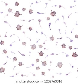 Dark Purple vector seamless hand painted template. Sketchy doodles with leaves on white background. The template for background of cell phones.