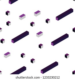 Dark Purple vector seamless, isometric backdrop with rhombus. Modern abstract illustration with colorful rectangles. Pattern for trendy fabric, wallpapers.