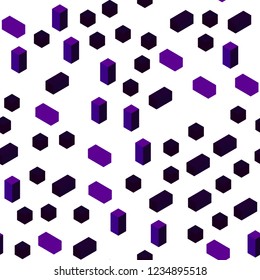Dark Purple vector seamless, isometric template with rhombus. Rectangles on abstract background with colorful gradient. Pattern for design of fabric, wallpapers.