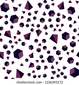 Dark Purple vector seamless, isometric template with crystals, squares. Illustration with set of colorful triangles, squares. Pattern for design of fabric, wallpapers.