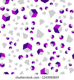 Dark Purple vector seamless, isometric texture with poly style with cubes. Abstract illustration with colorful lines, cubes. Pattern for trendy fabric, wallpapers.