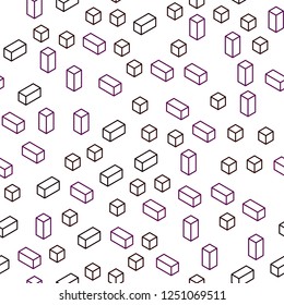 Dark Purple vector seamless, isometric cover in polygonal style. Rectangles on abstract background with colorful gradient. Design for wallpaper, fabric makers.