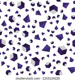 Dark Purple vector seamless, isometric layout with rectangles, triangles. Illustration with colorful triangles, rectangles. Pattern for design of fabric, wallpapers.