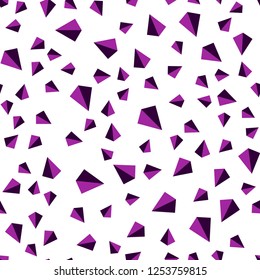 Dark Purple vector seamless, isometric pattern with polygonal style. Glitter abstract illustration with triangular shapes. Template for business cards, websites.